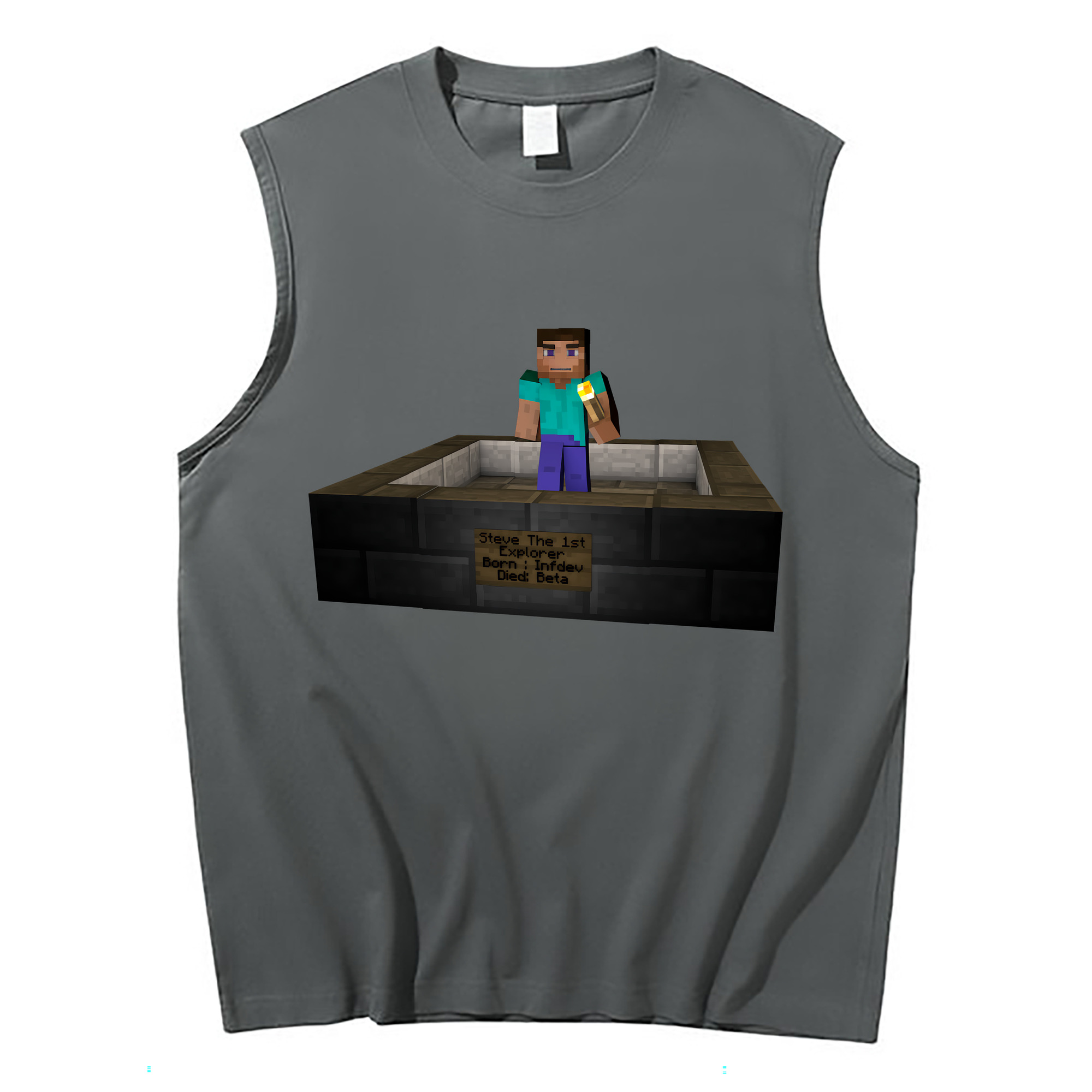 （画像用） マインクラフト ブロックの世界 Minecraft MC Block world コットン100％タンクトップ（フロントプリント）